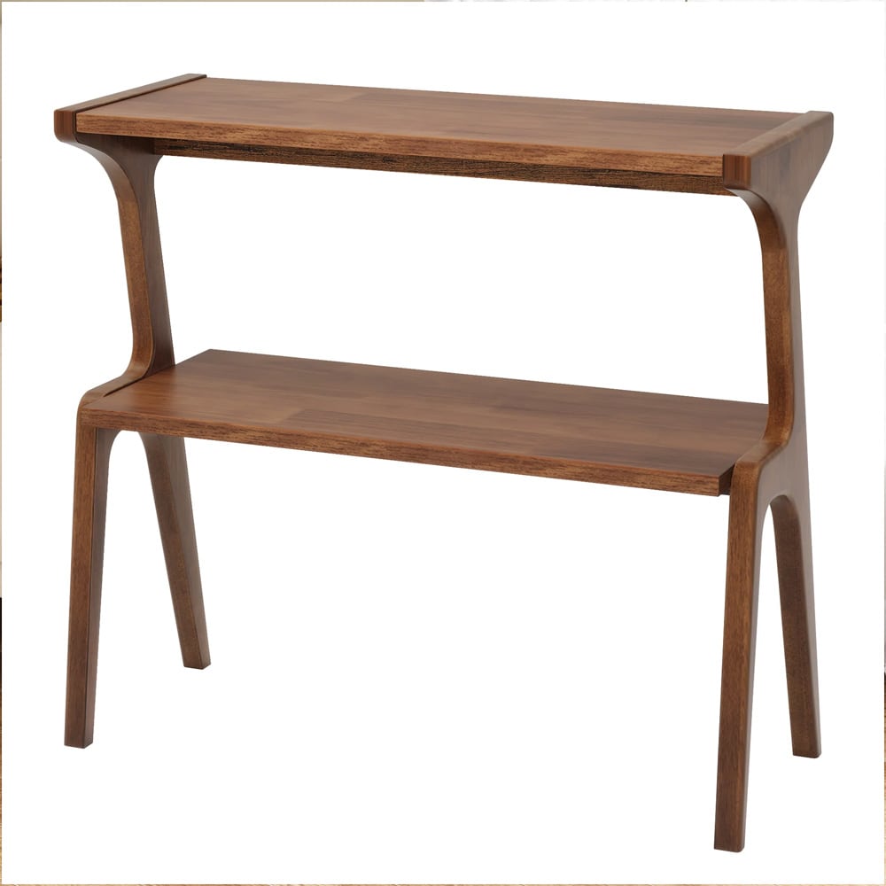 Smalt sidebord 70×30×67 cm / avlastningsbord med 2 nivåer / nattbord i massivt gummitre – Brun