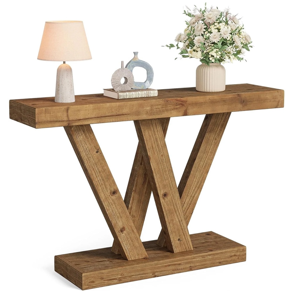 Konsollbord 120 x 30 x 80 cm / smalt avlastningsbord / entrébord / sidebord i massivt tre