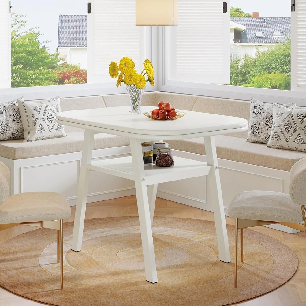 Spisebord 80 x 60 x 76 cm / kjøkkenbord med hylle / lite matbord / bord for 2–4 personer