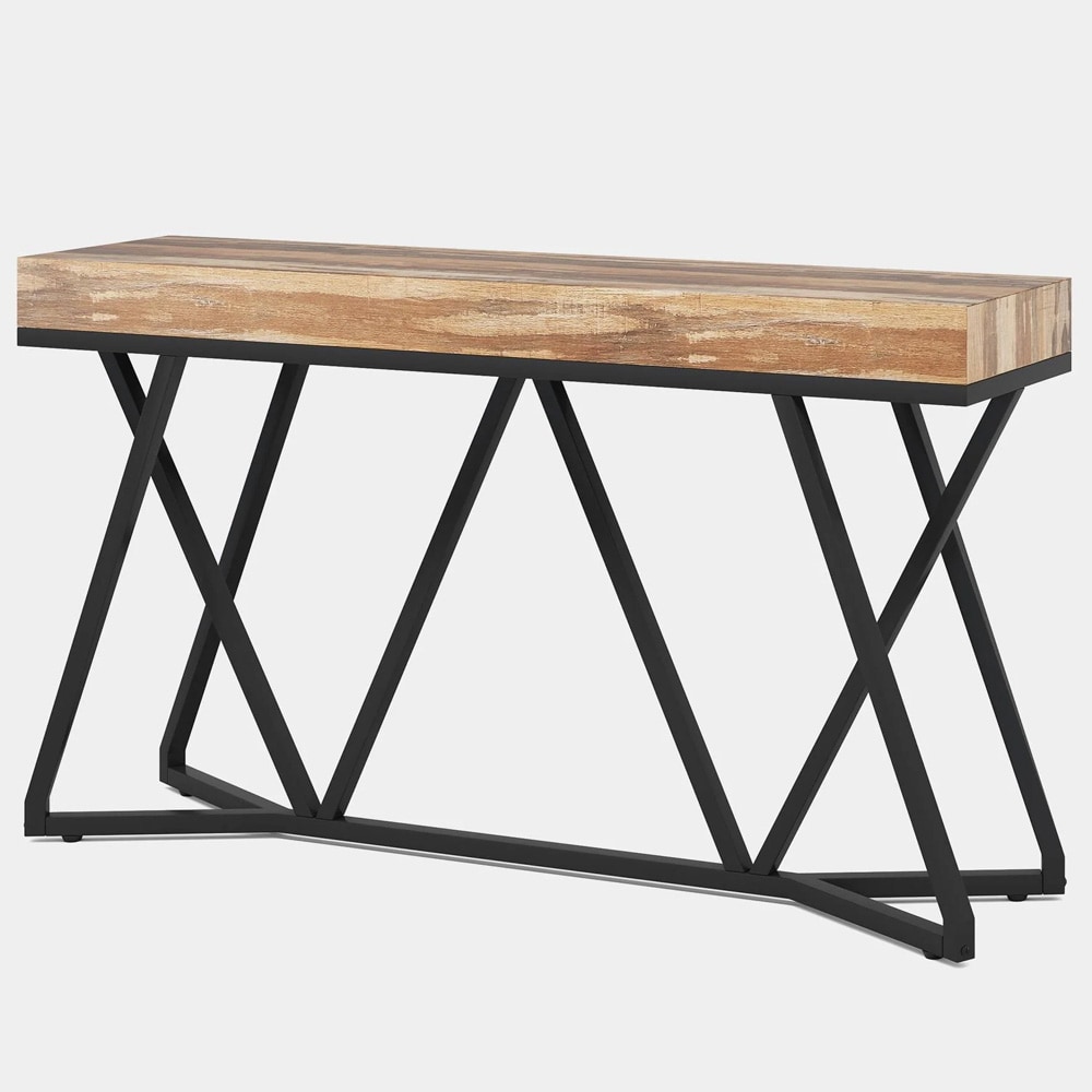 Konsollbord 140 x 30 x 90 cm / smalt entrébord / sidebord / avlastningsbord med svart metallbase