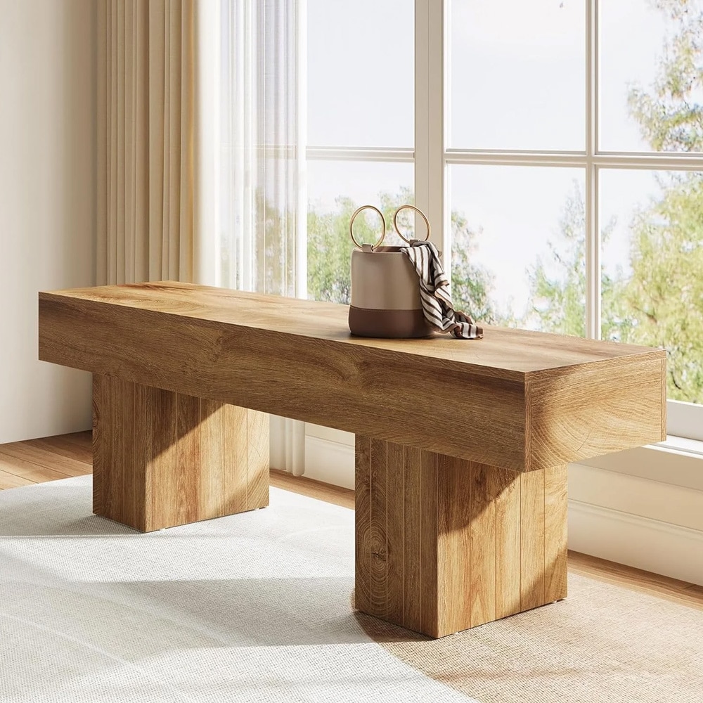 Trebenk 140 x 35 x 45 cm / robust benk i landlig stil / entrébenk / brun sengebenk