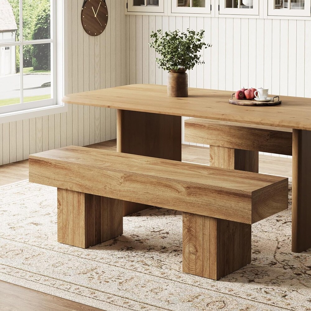 Trebenk 140 x 35 x 45 cm / robust benk i landlig stil / entrébenk / brun sengebenk