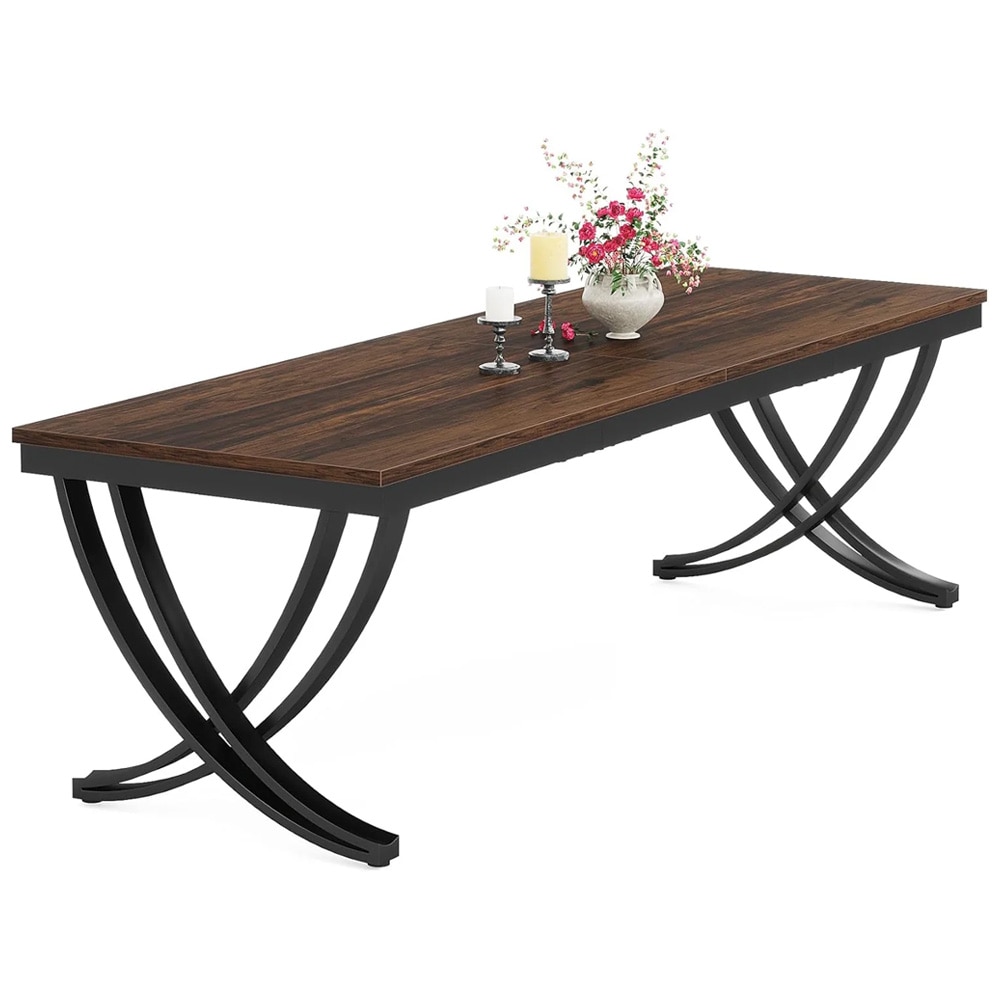 Spisebord 200 x 70 x 75 cm / kjøkkenbord for 6–8 personer / rustikkbrunt spisestuebord med metallunderstell