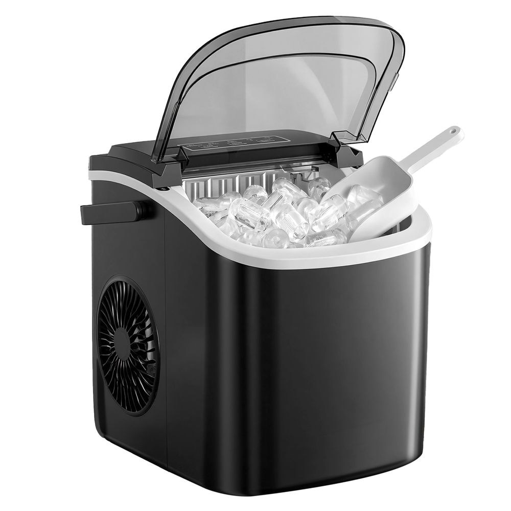 Selvrensende ismaskin / svart isbitmaskin, 12 kg per døgn / to isbitstørrelser