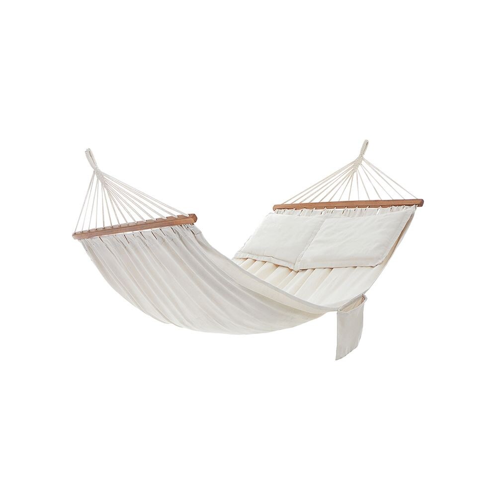 Hengekøye for 2 personer med 2 puter, 210 x 150 cm – beige / campinghengekøye for to personer