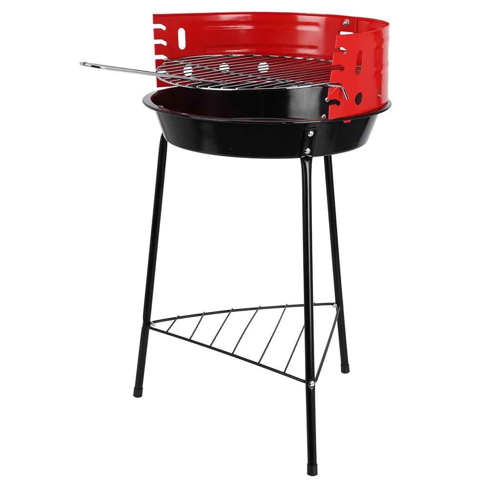 Grill på ben, 33 cm / kullgrill på ben / trebenet grill med forkrommet rist