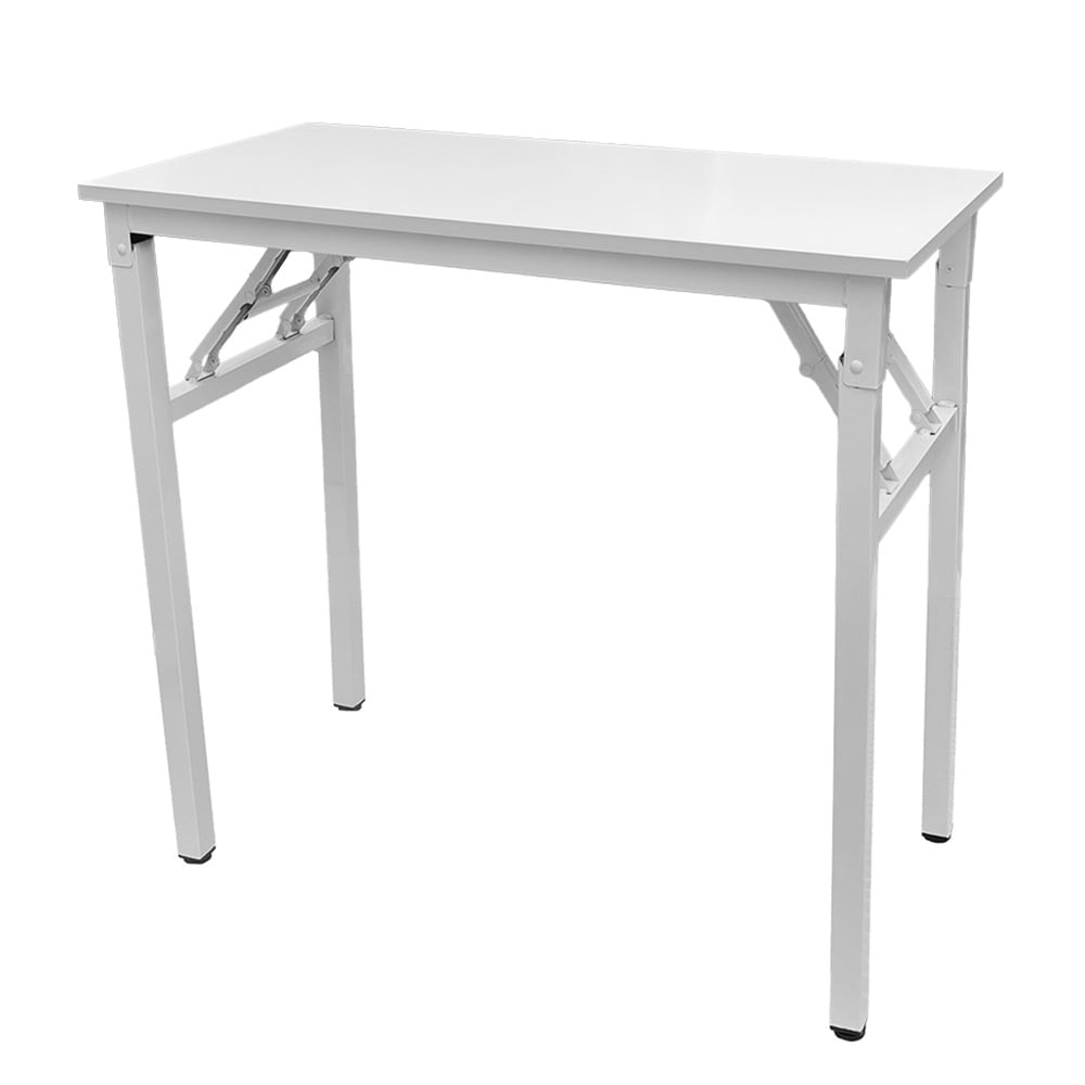 Sammenleggbart bord 80×40×75 cm / skrivebord med stålramme / monteringsfritt databord – Hvit