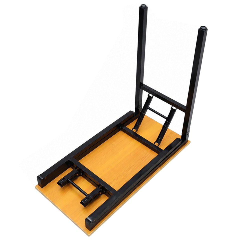 Sammenleggbart bord 80×40×75 cm / skrivebord med stålramme / monteringsfritt databord – Bambus/svart