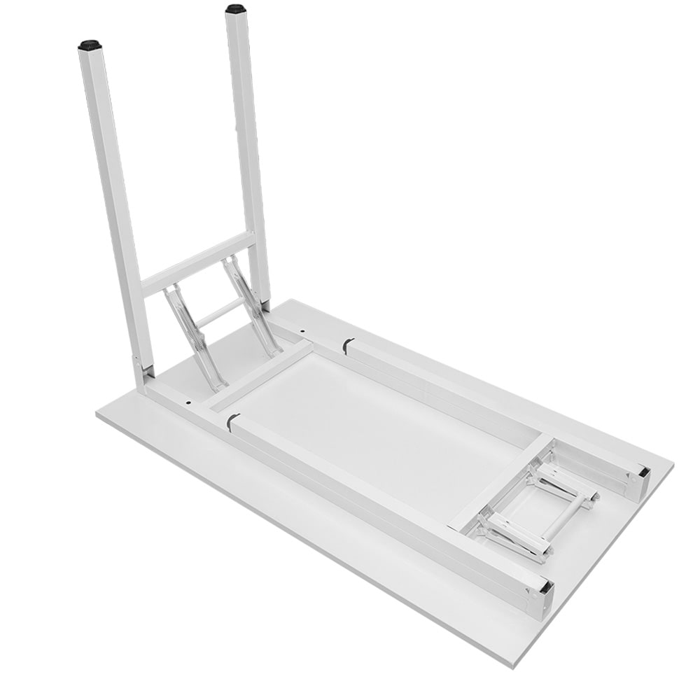 Sammenleggbart bord 100×60×75 cm / skrivebord med stålramme / monteringsfritt databord – Hvit