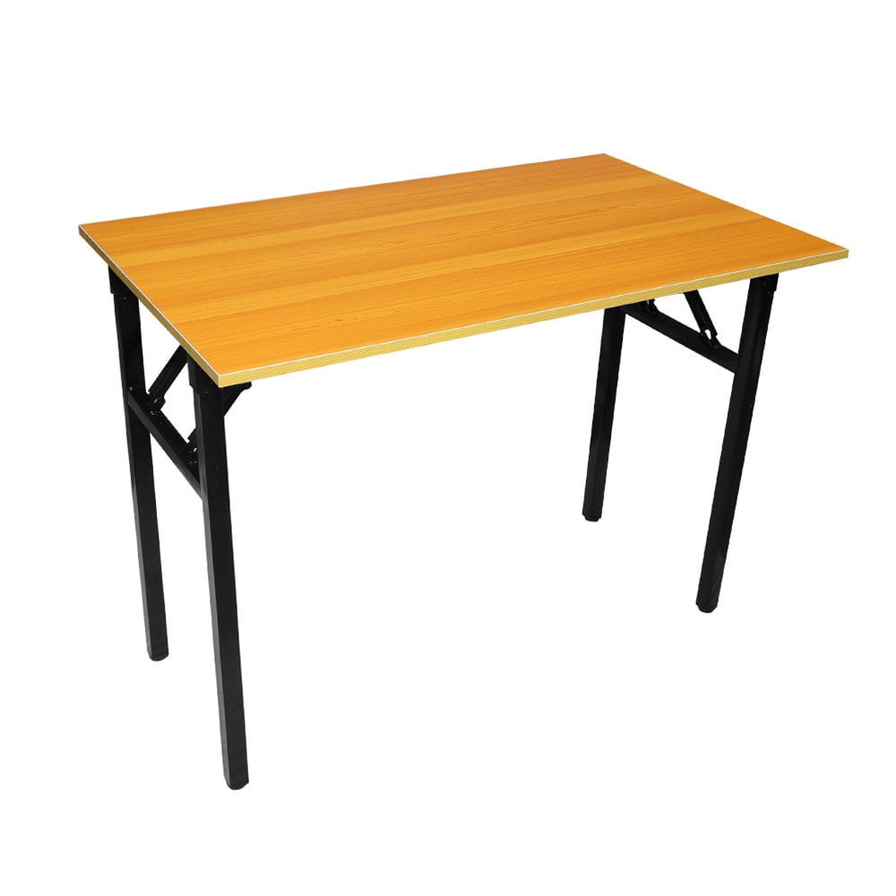 Sammenleggbart bord 100×60×75 cm / skrivebord med stålramme / monteringsfritt databord – Bambus/svart