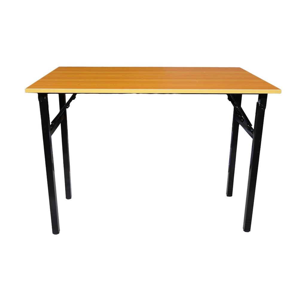 Sammenleggbart bord 100×60×75 cm / skrivebord med stålramme / monteringsfritt databord – Bambus/svart