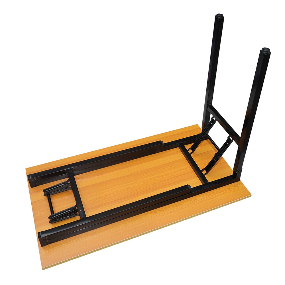 Sammenleggbart bord 100×60×75 cm / skrivebord med stålramme / monteringsfritt databord – Bambus/svart
