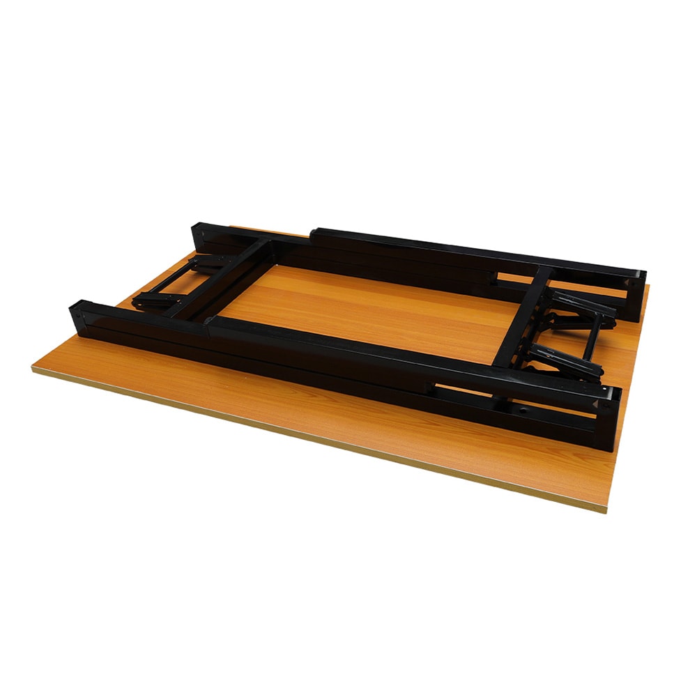 Sammenleggbart bord 100×60×75 cm / skrivebord med stålramme / monteringsfritt databord – Bambus/svart