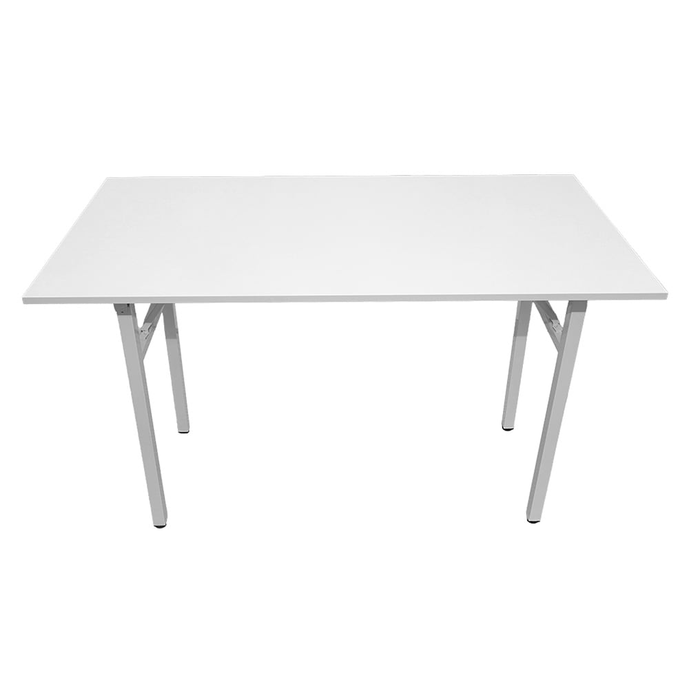Sammenleggbart bord 120×60×75 cm / skrivebord med stålramme / monteringsfritt databord – Hvit