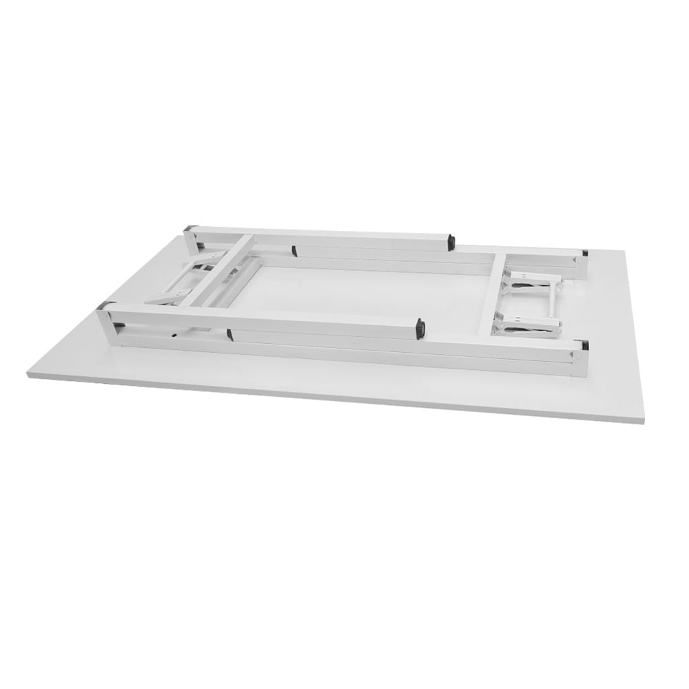 Sammenleggbart bord 120×60×75 cm / skrivebord med stålramme / monteringsfritt databord – Hvit
