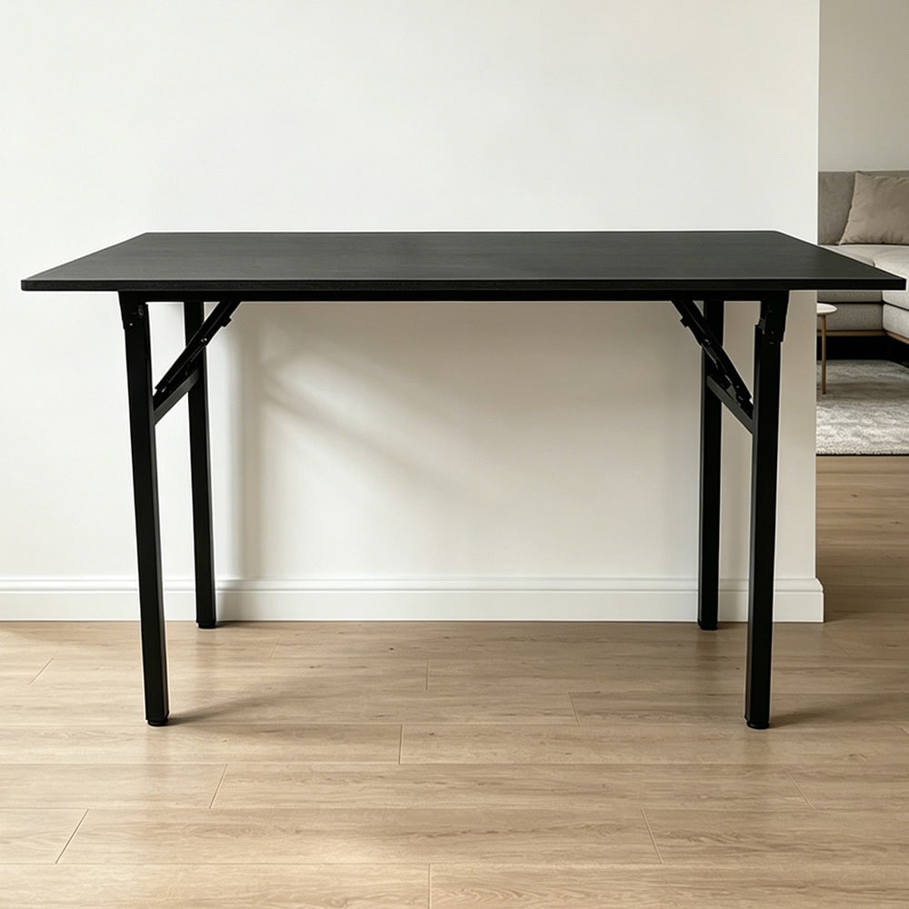 Sammenleggbart bord 120×60×75 cm / skrivebord med stålramme / monteringsfritt databord – Svart