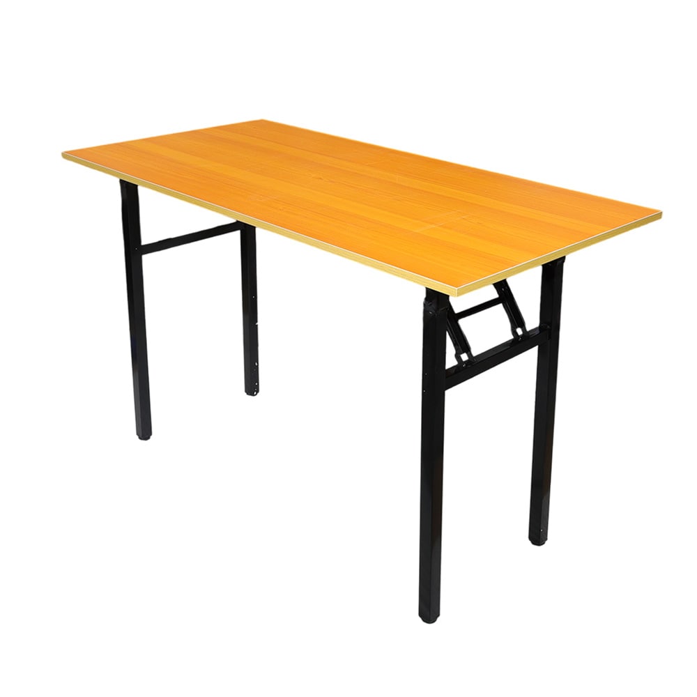 Sammenleggbart bord 120×60×75 cm / skrivebord med stålramme / monteringsfritt databord – Bambus/svart