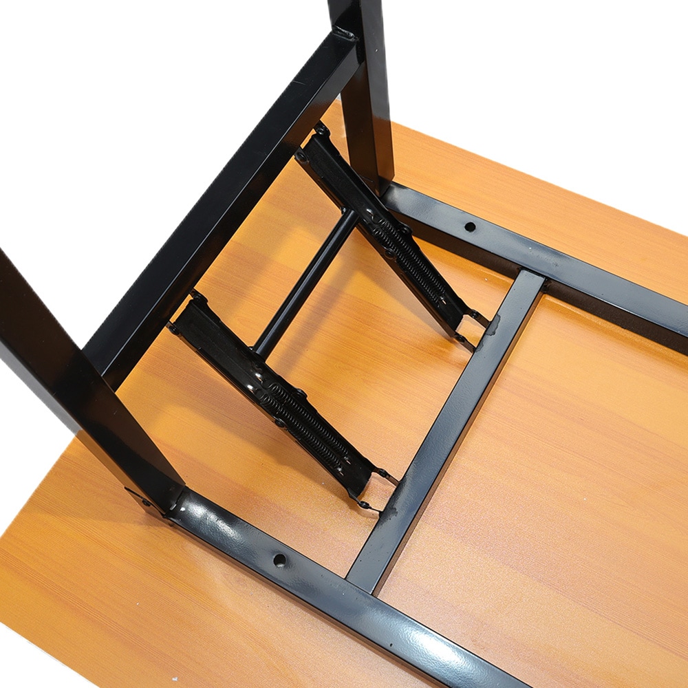 Sammenleggbart bord 120×60×75 cm / skrivebord med stålramme / monteringsfritt databord – Bambus/svart