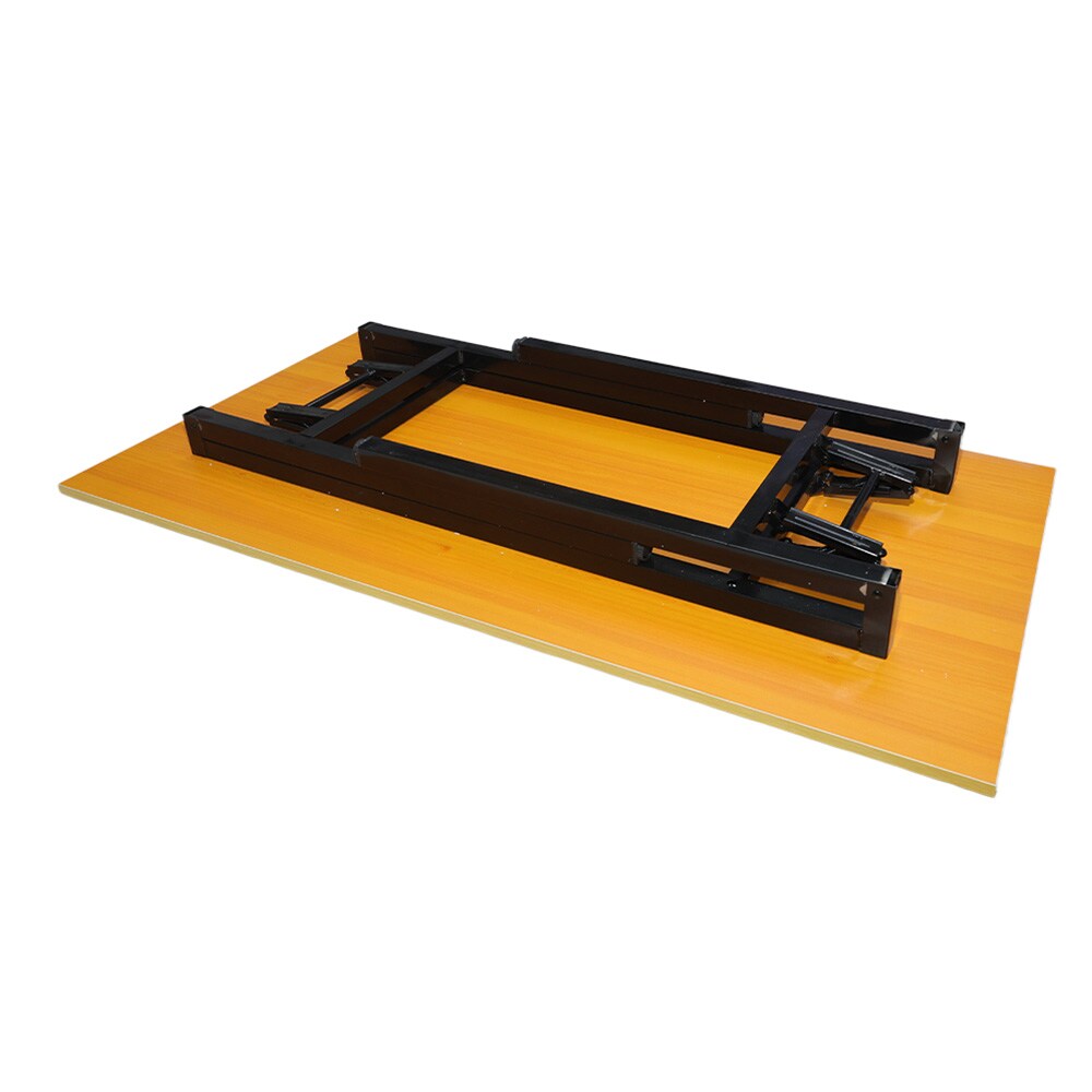 Sammenleggbart bord 120×60×75 cm / skrivebord med stålramme / monteringsfritt databord – Bambus/svart