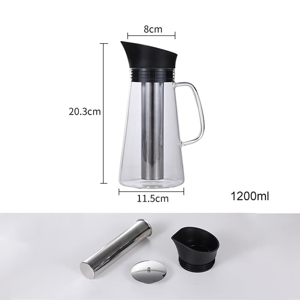 Cold brew-kanne i glass med filter, 1200 ml / Cold brew-brygger