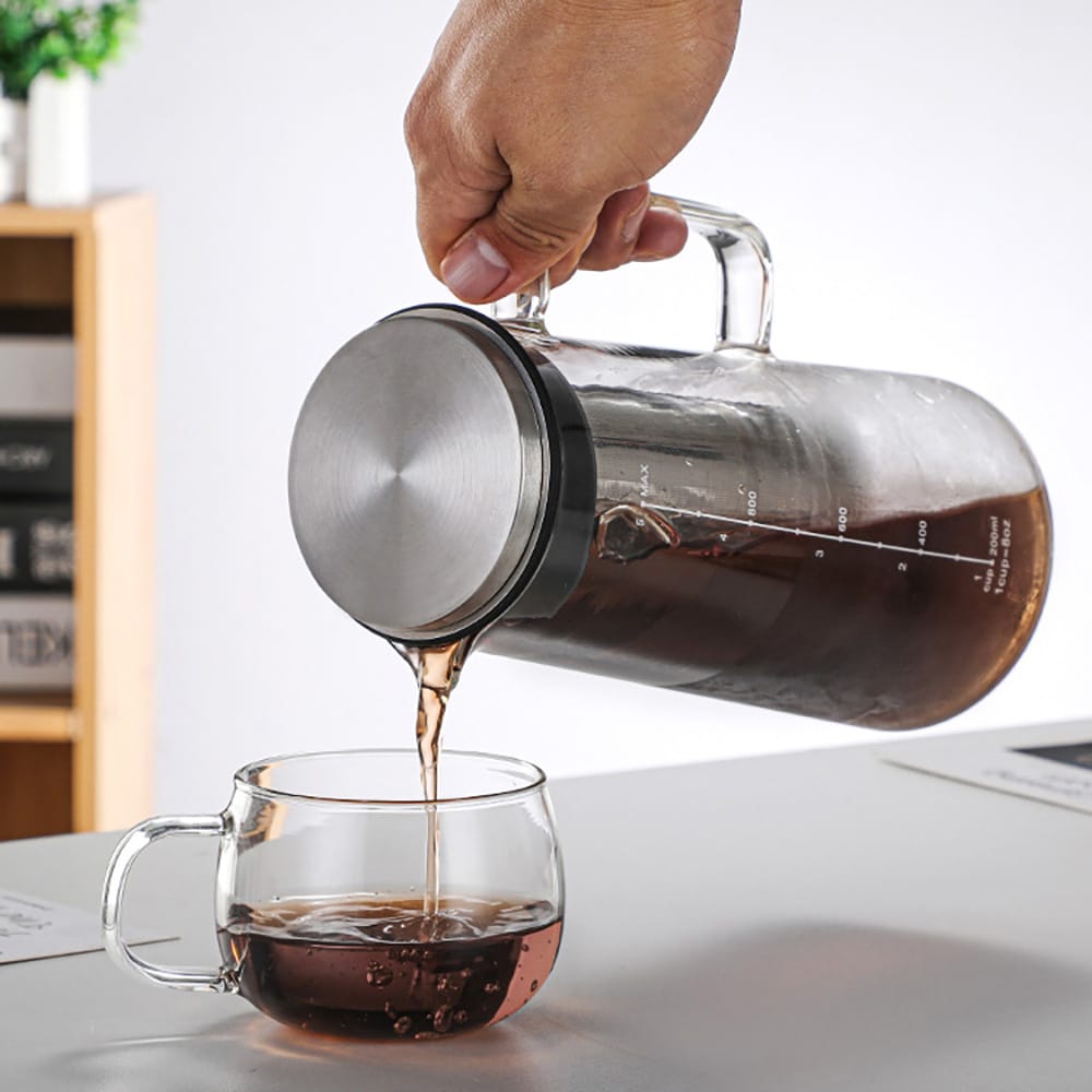 Cold brew-kanne i glass med filter og lokk, 1000 ml / Cold brew-brygger