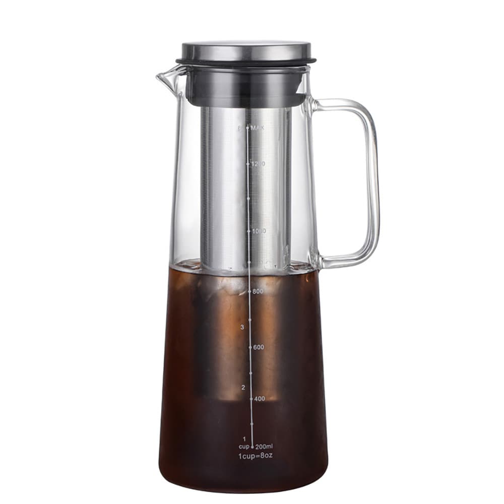 Cold brew-kanne i glass med filter og lokk, 1400 ml / Cold brew-brygger
