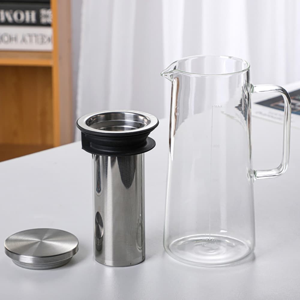 Cold brew-kanne i glass med filter og lokk, 1400 ml / Cold brew-brygger