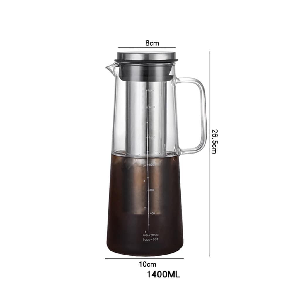 Cold brew-kanne i glass med filter og lokk, 1400 ml / Cold brew-brygger