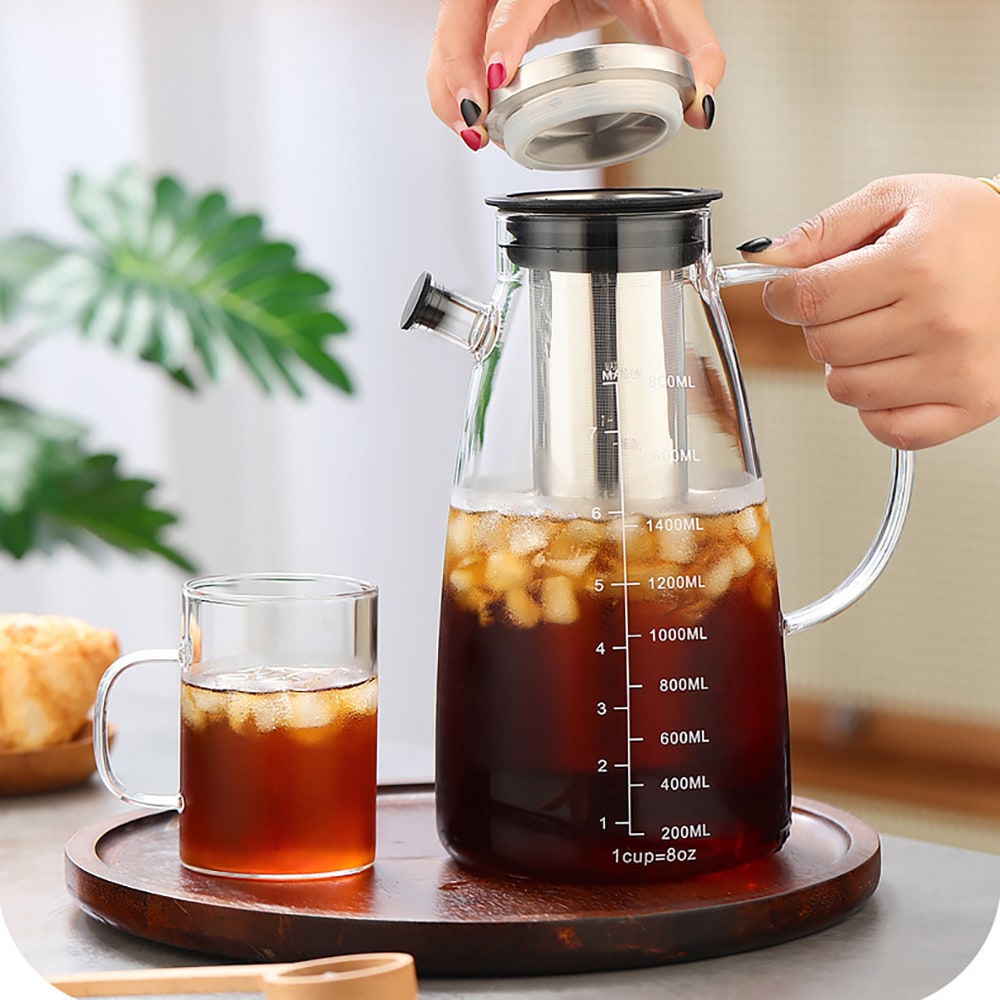 Cold brew-kanne i glass med filter, 1800 ml / Cold brew-brygger