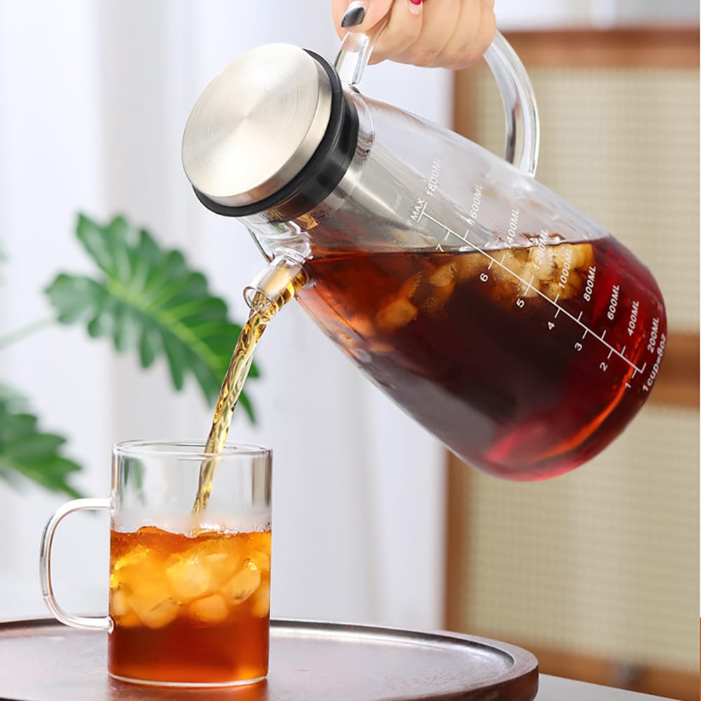 Cold brew-kanne i glass med filter, 1800 ml / Cold brew-brygger