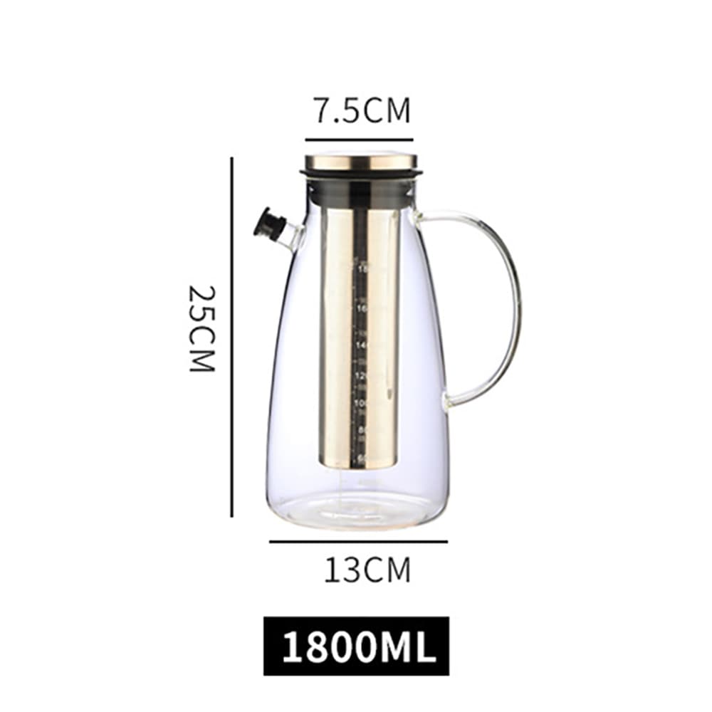 Cold brew-kanne i glass med filter, 1800 ml / Cold brew-brygger