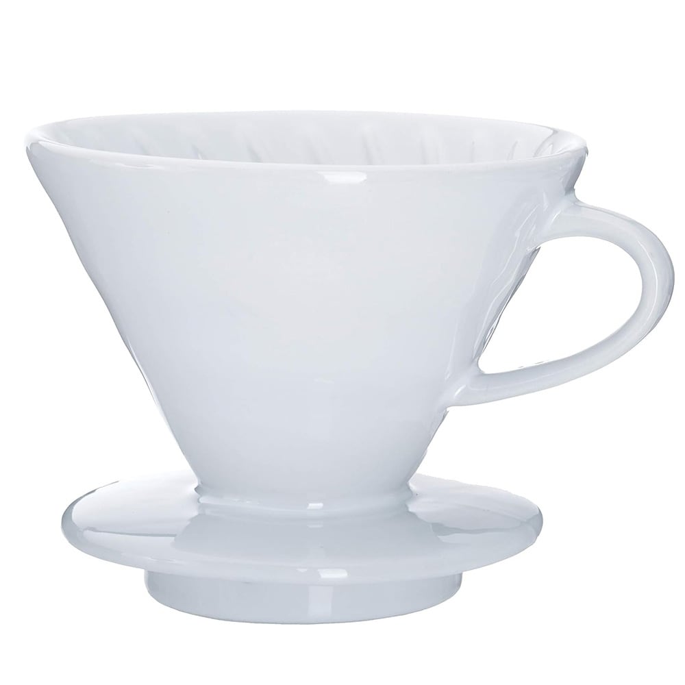 V60 filterholder i keramikk / hvit pour over bryggetrakt / kaffefilterholder for 1–2 kopper