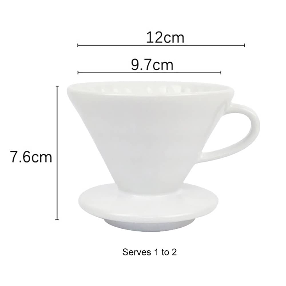 V60 filterholder i keramikk / hvit pour over bryggetrakt / kaffefilterholder for 1–2 kopper
