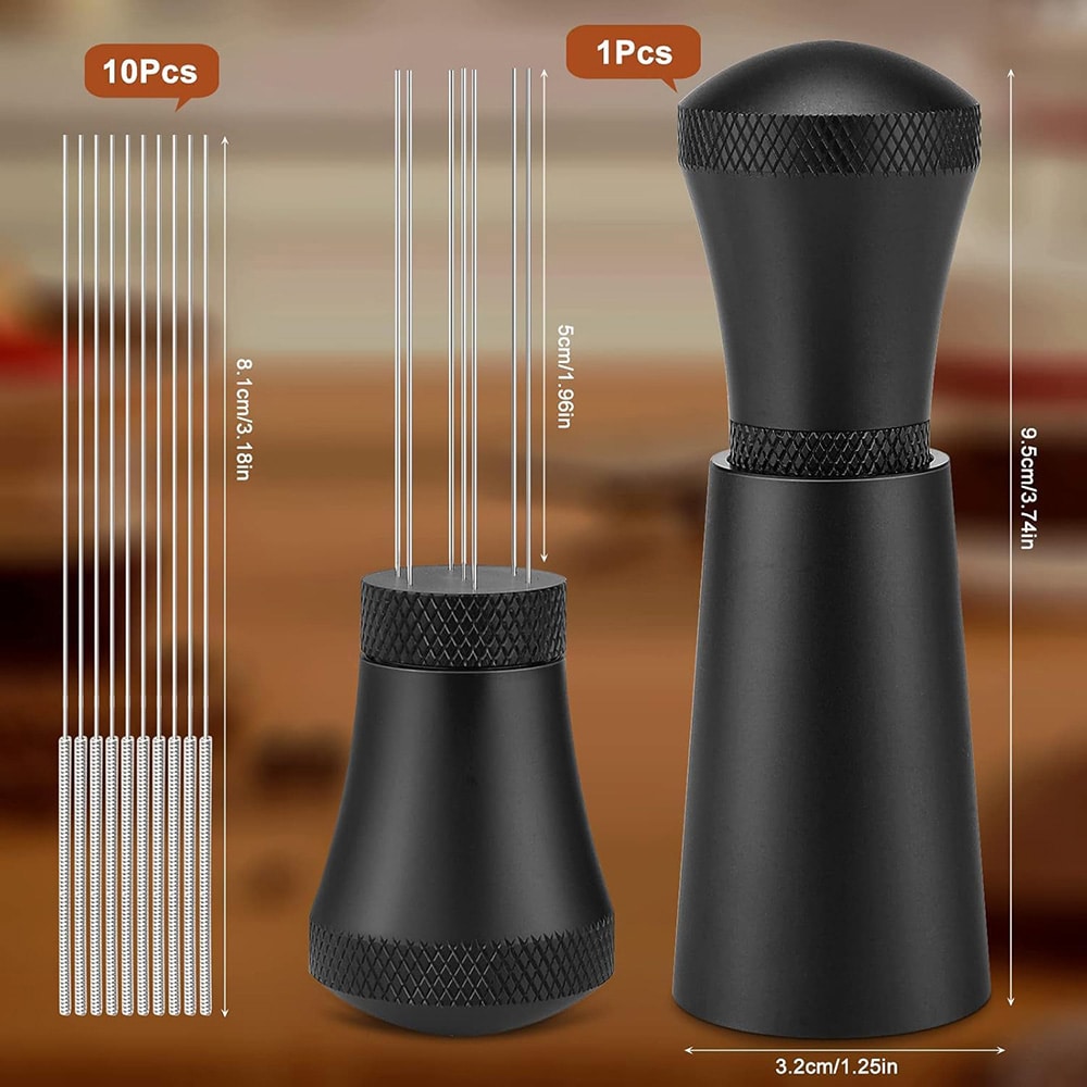 Espressosett 58,5 mm / baristasett med WDT-verktøy, doseringstrakt og puckfilter / svart espressotilbehør