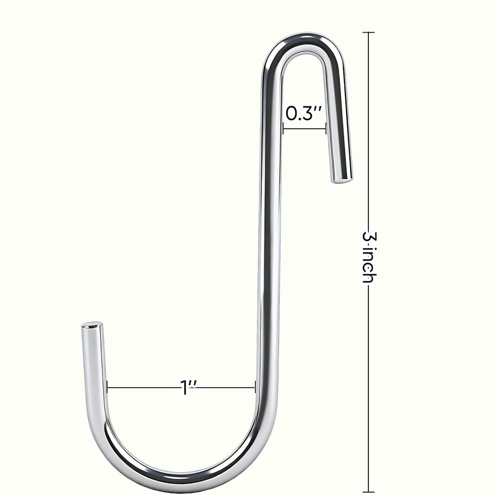 Robust S-krok i metall, 76 mm, 20-pakning – Sølv / S-formede metallkroker
