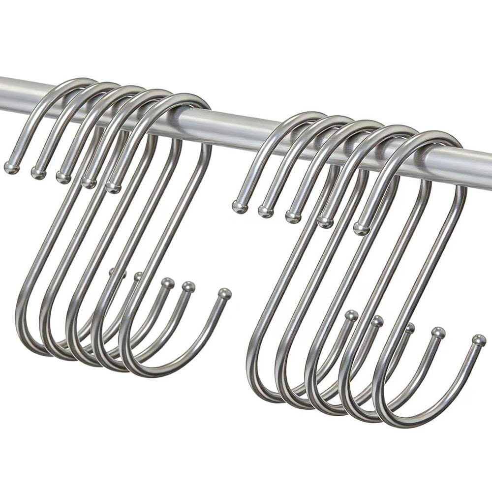 Robust S-krok i metall, 70 mm, 20-pakning – Sølv / S-formede metallkroker