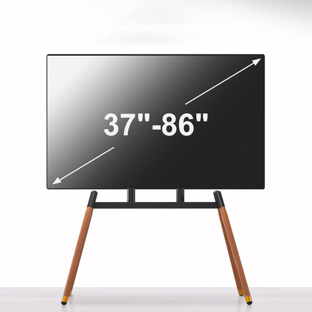 Gulvstativ for TV 37–86″ / TV-stativ i karbonstål og bøk / VESA opptil 400 × 600 mm