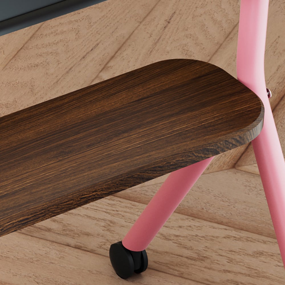 Gulvstativ for TV 32–75″ / TV-stativ med hjul, hylle og VESA-støtte 200–600 mm – Rosa
