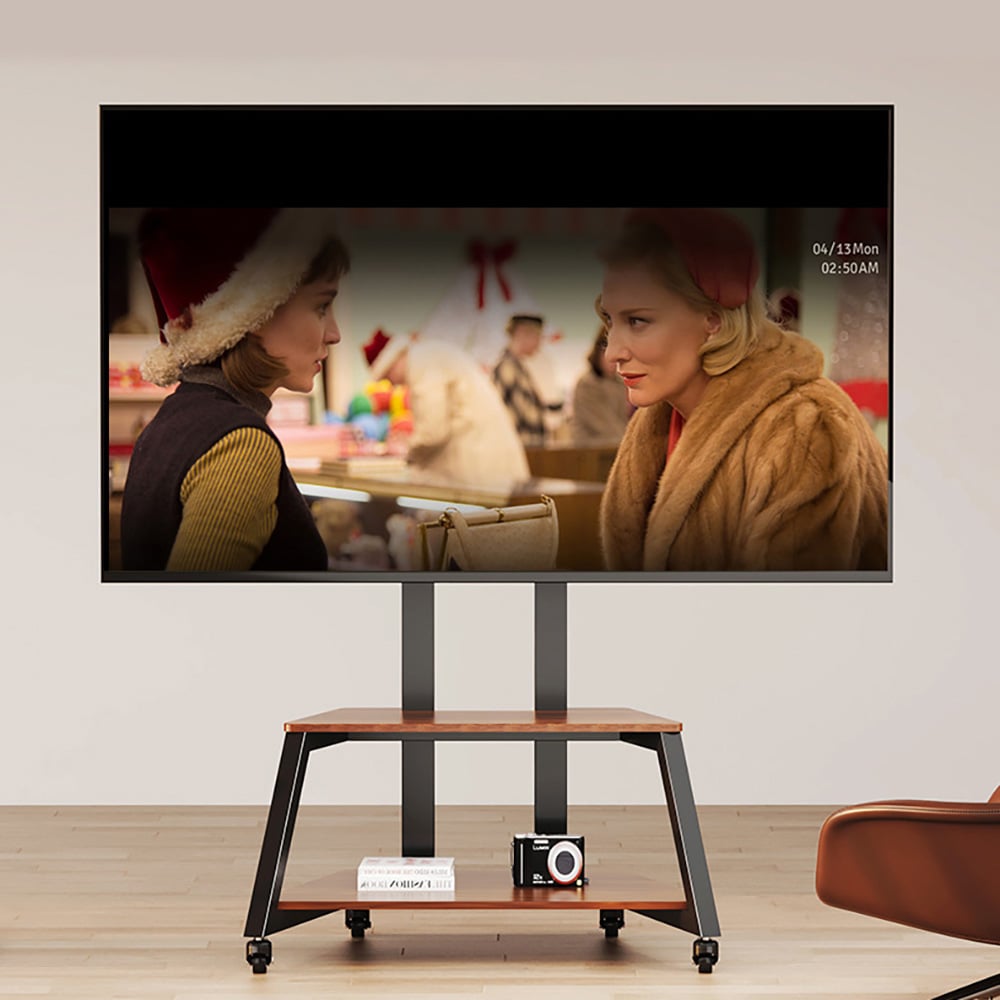 Gulvstativ for TV 32–75″ / TV-stativ med hjul, 2 hyller og VESA opptil 400 × 600 mm
