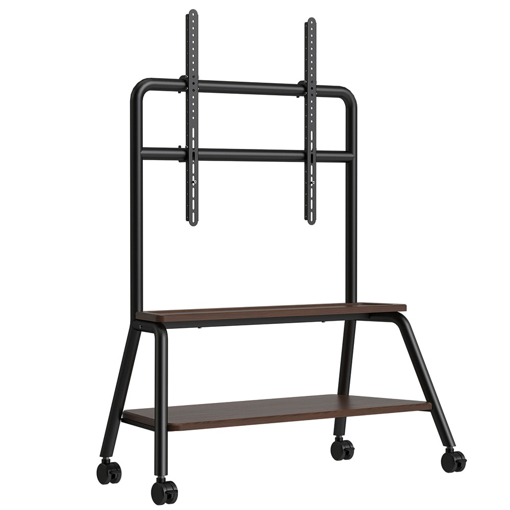 Gulvstativ for TV 40–90″ / TV-stativ med hjul, 2 hyller og monteringshull opptil 610 × 600 mm