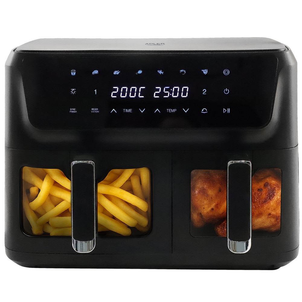 Adler AD 6324 dobbel airfryer 11 l / varmluftsfriterer med 2 kurver og 8 programmer – Svart