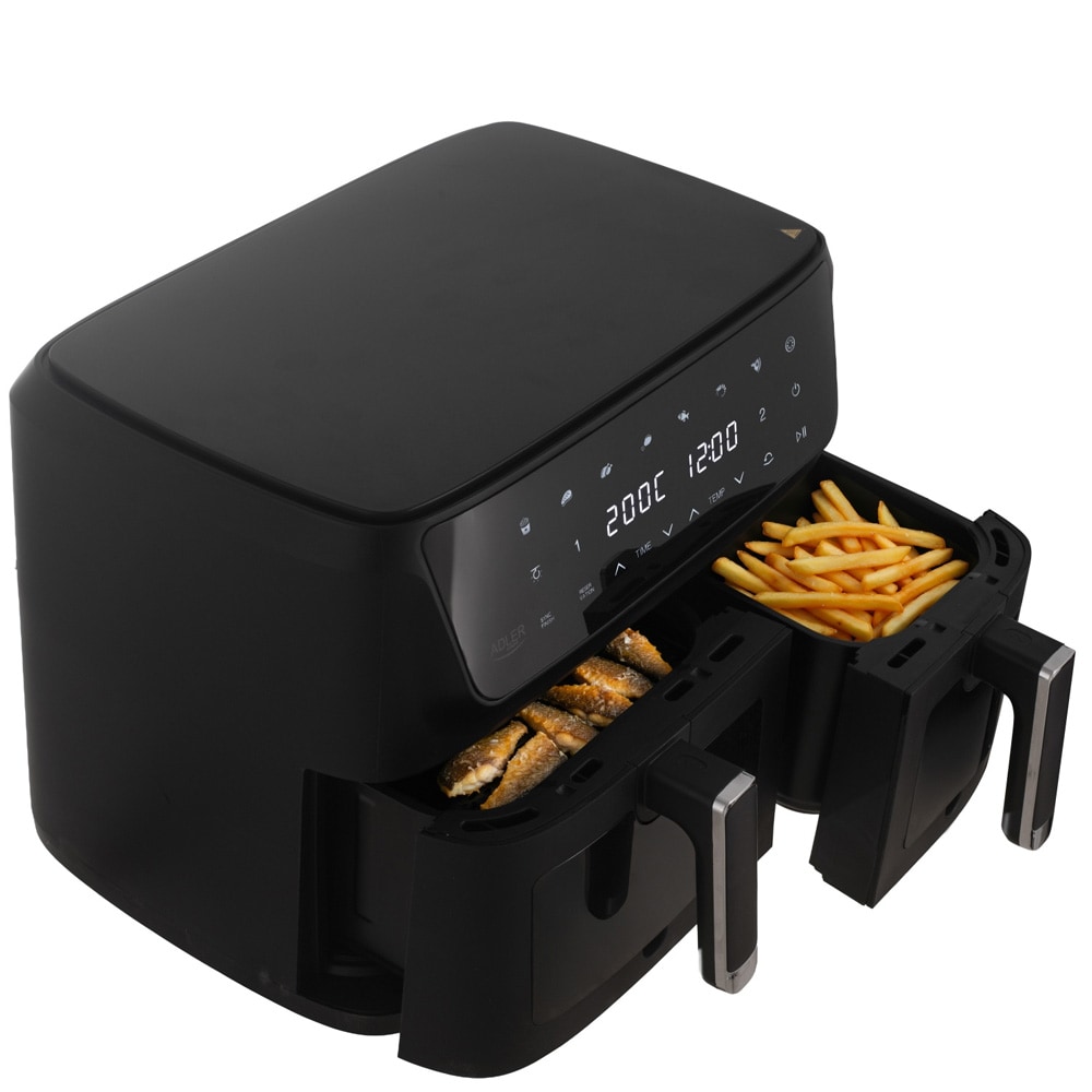 Adler AD 6324 dobbel airfryer 11 l / varmluftsfriterer med 2 kurver og 8 programmer – Svart