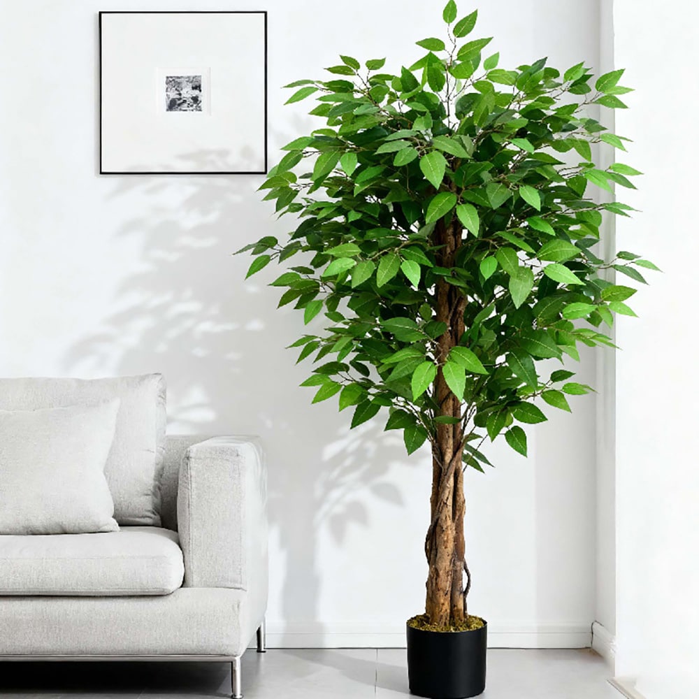 Kunstig banyantre / fikentre i potte / kunstplante og dekorasjonstre 180 cm – grønn/svart