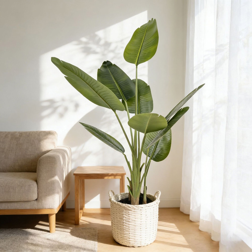 Kunstig palme / palmetre i potte / tropisk kunstplante 120 cm – grønn/svart