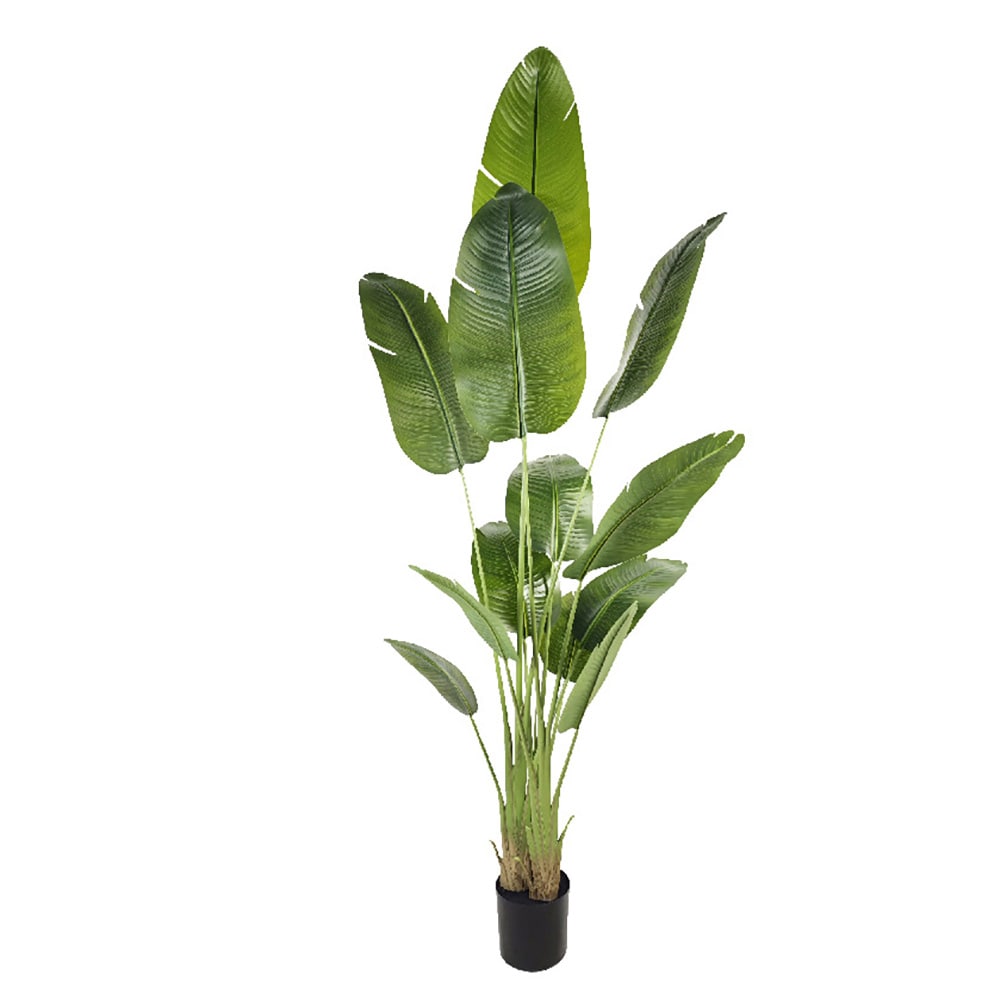 Kunstig palme / palmetre i potte / tropisk kunstplante 180 cm – grønn/svart