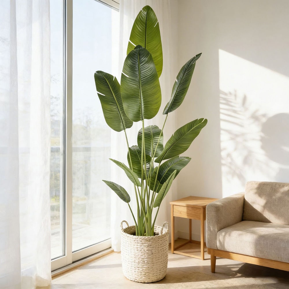 Kunstig palme / palmetre i potte / tropisk kunstplante 180 cm – grønn/svart