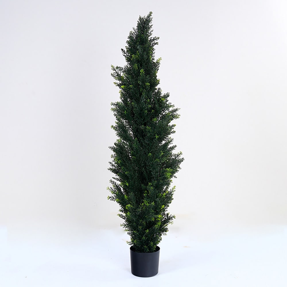 Kunstig furu / furutre i potte / kunstplante og dekorativt bartre 150 cm – grønn/svart