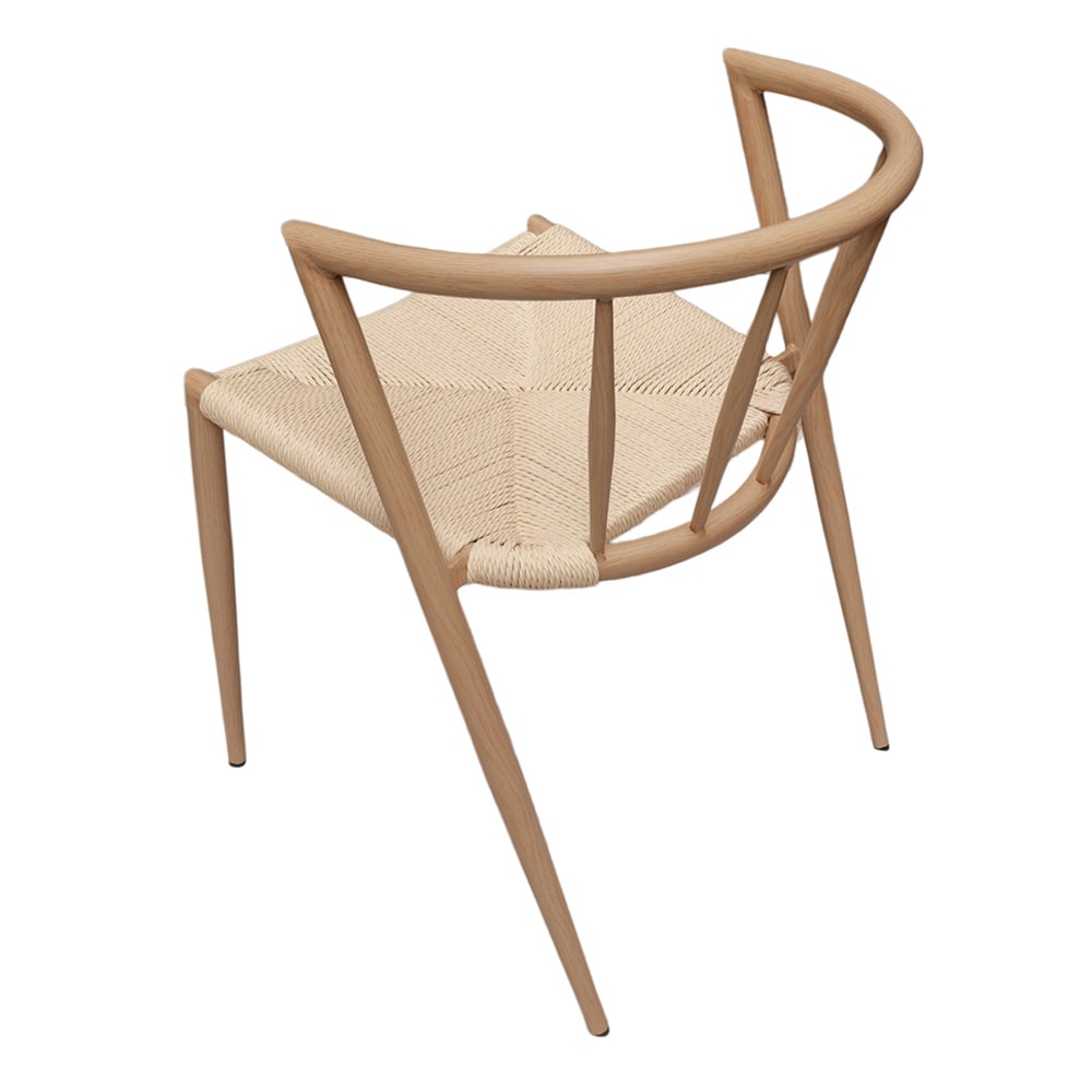 Spisestol med armlener / stol med flettet sete, metallram og jutesnor 44×46×70 cm