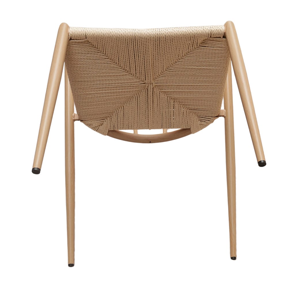 Spisestol med armlener / stol med flettet sete, metallram og jutesnor 44×46×70 cm
