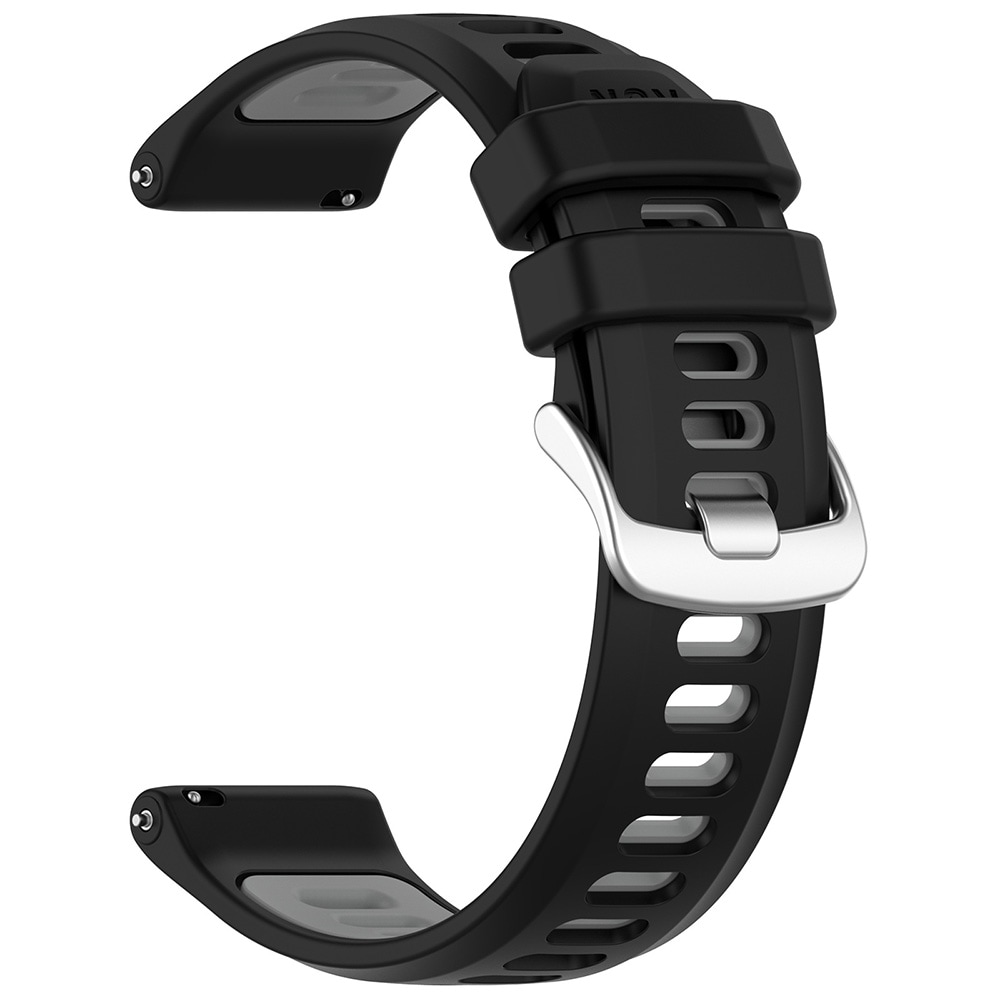 Silikonarmbånd til Garmin Forerunner 170 (20 mm) – Svart–Grå / Armbånd / Armbånd til smartklokker